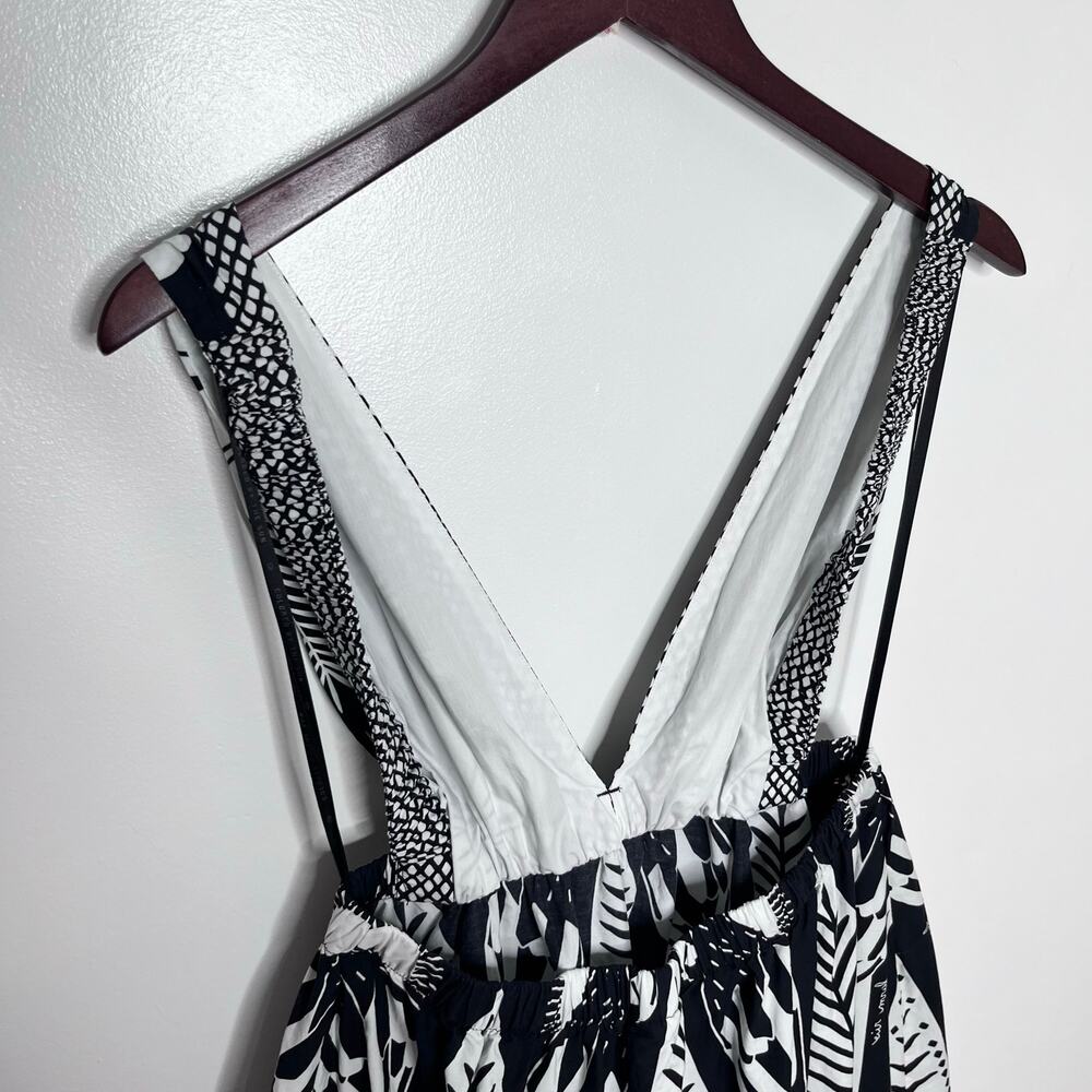 Farm Rio Macaw Elegance Black White Tropical Maxi Dress Cutout XL - Picture 8 of 11
